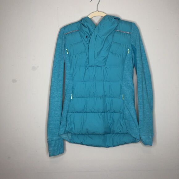 Lululemon Jackets & Blazers - Lululemon Jacket Womens 6 Blue Teal Fluff Off Down Puffer Insulated Coat Hooded